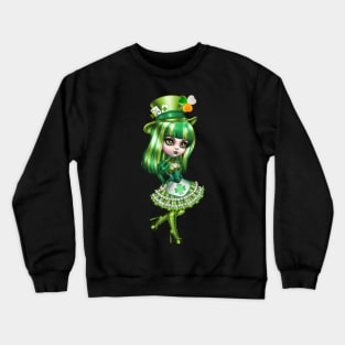 St Patricks Day Girls Anime manga green dress Crewneck Sweatshirt